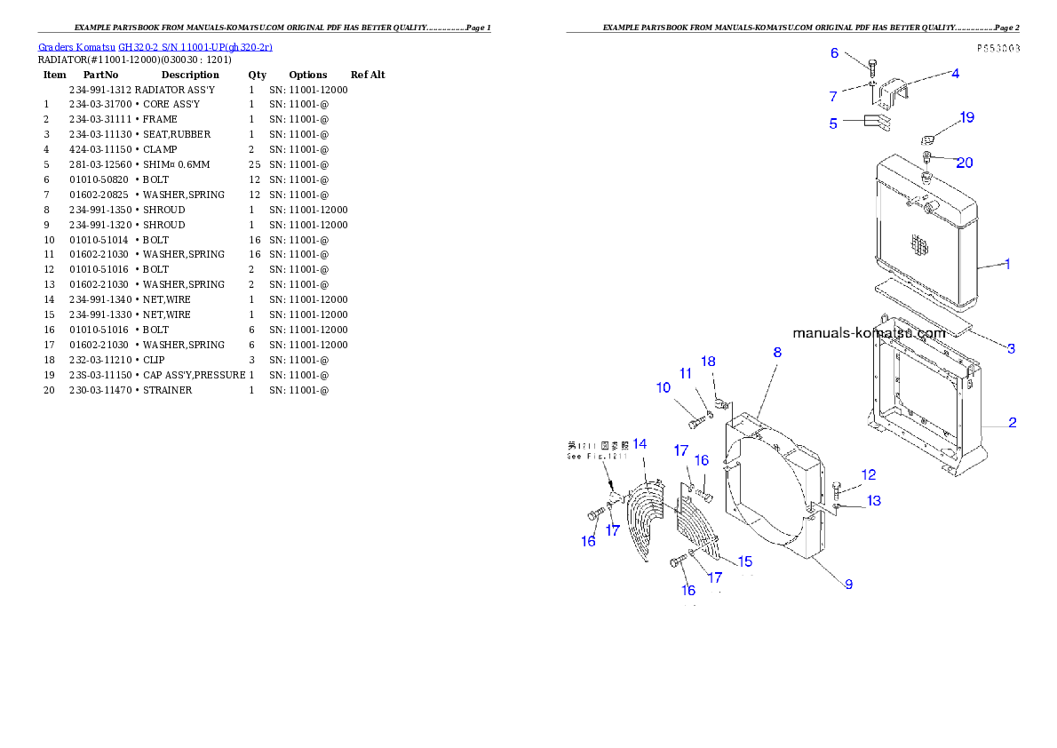 GH320-2 S/N 11001-UP Partsbook