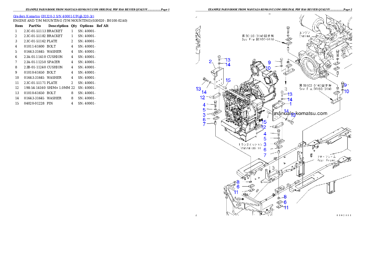 GH320-3 S/N 40001-UP Partsbook