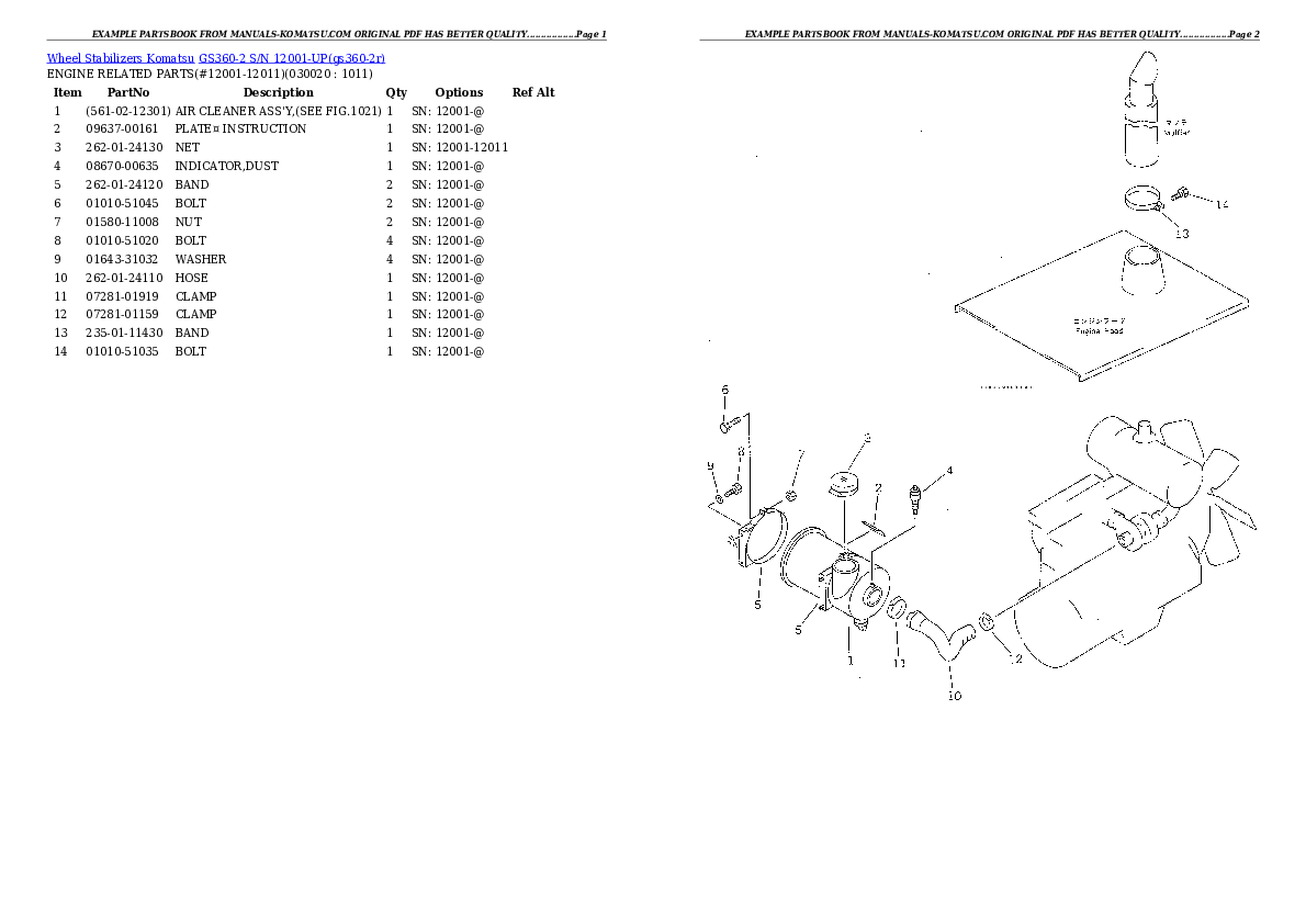 GS360-2 S/N 12001-UP Partsbook