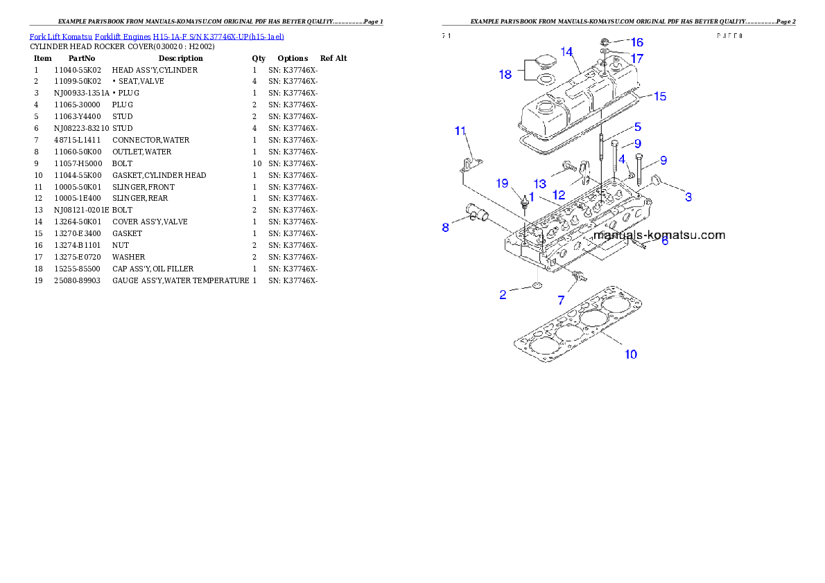 H15-1A-F S/N K37746X-UP Partsbook