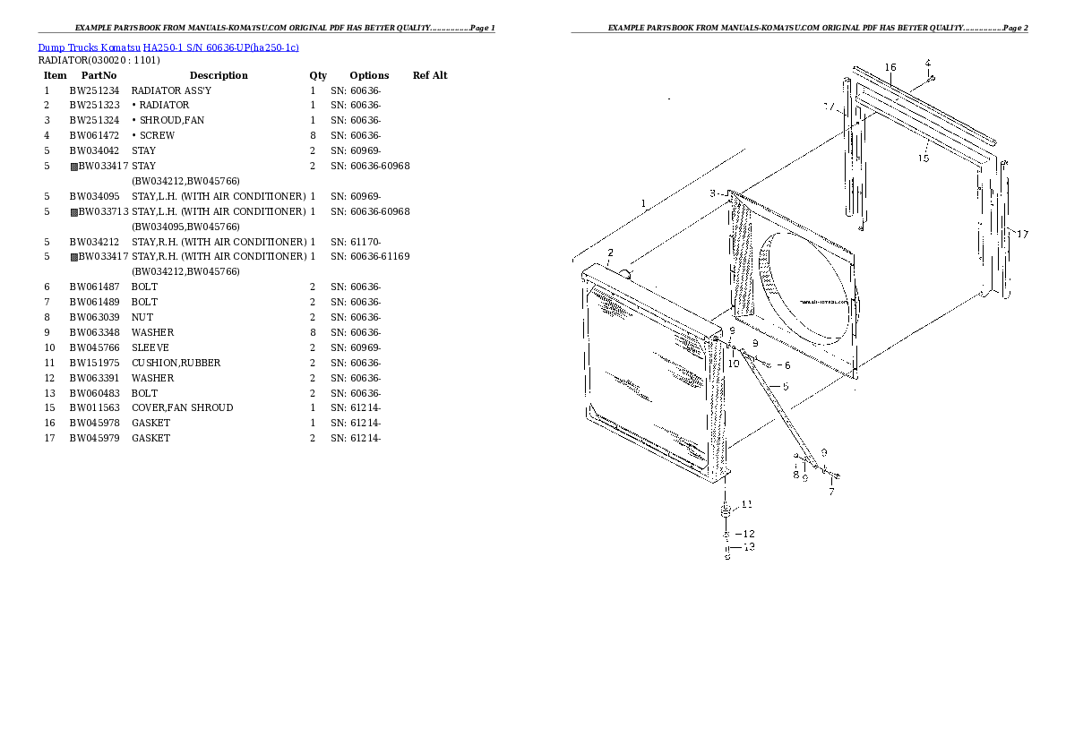 HA250-1 S/N 60636-UP Partsbook