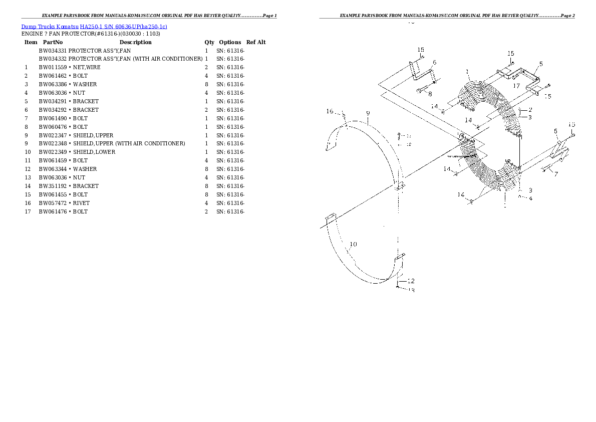 HA250-1 S/N 60636-UP Partsbook