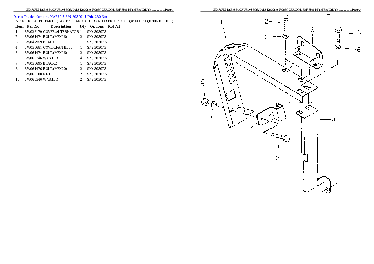 HA250-3 S/N 303001-UP Partsbook