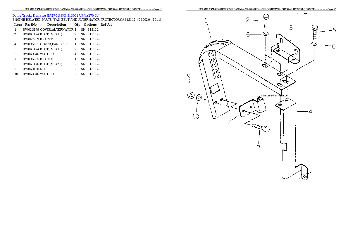 HA270-3 S/N 313001-UP Partsbook