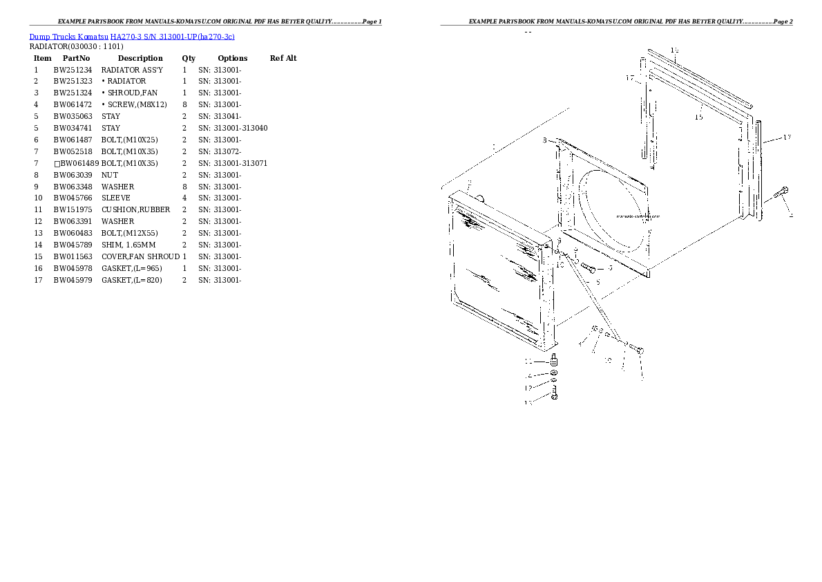 HA270-3 S/N 313001-UP Partsbook