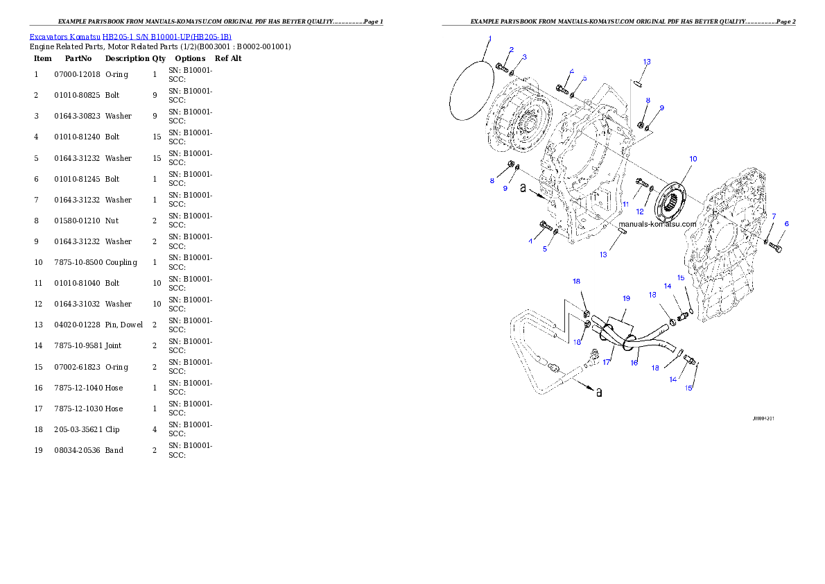 HB205-1 S/N B10001-UP Partsbook