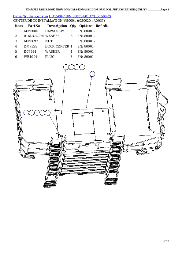 HD1500-7 S/N 80001-80137 Partsbook