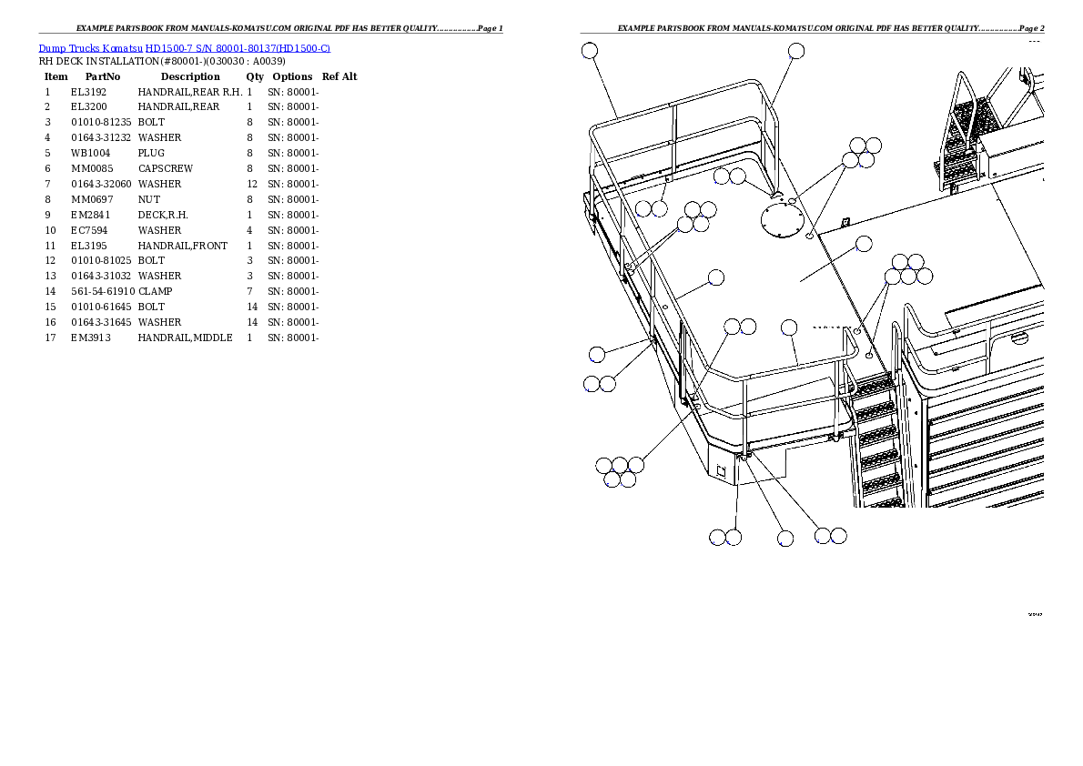 HD1500-7 S/N 80001-80137 Partsbook