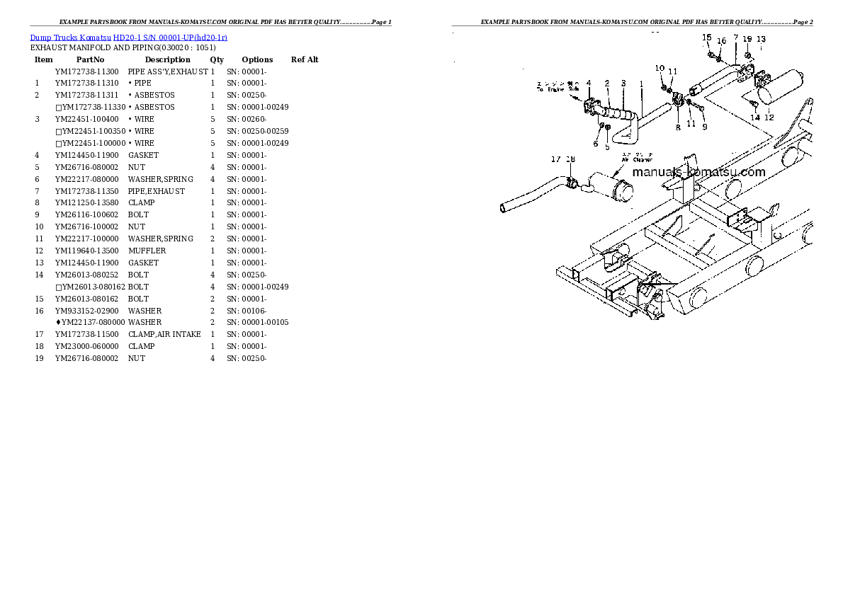HD20-1 S/N 00001-UP Partsbook