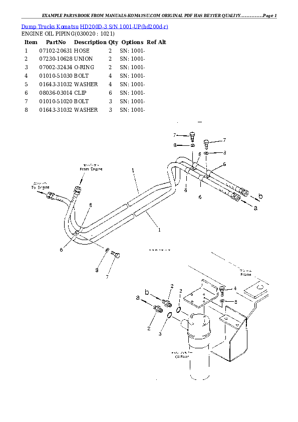 HD200D-3 S/N 1001-UP Partsbook