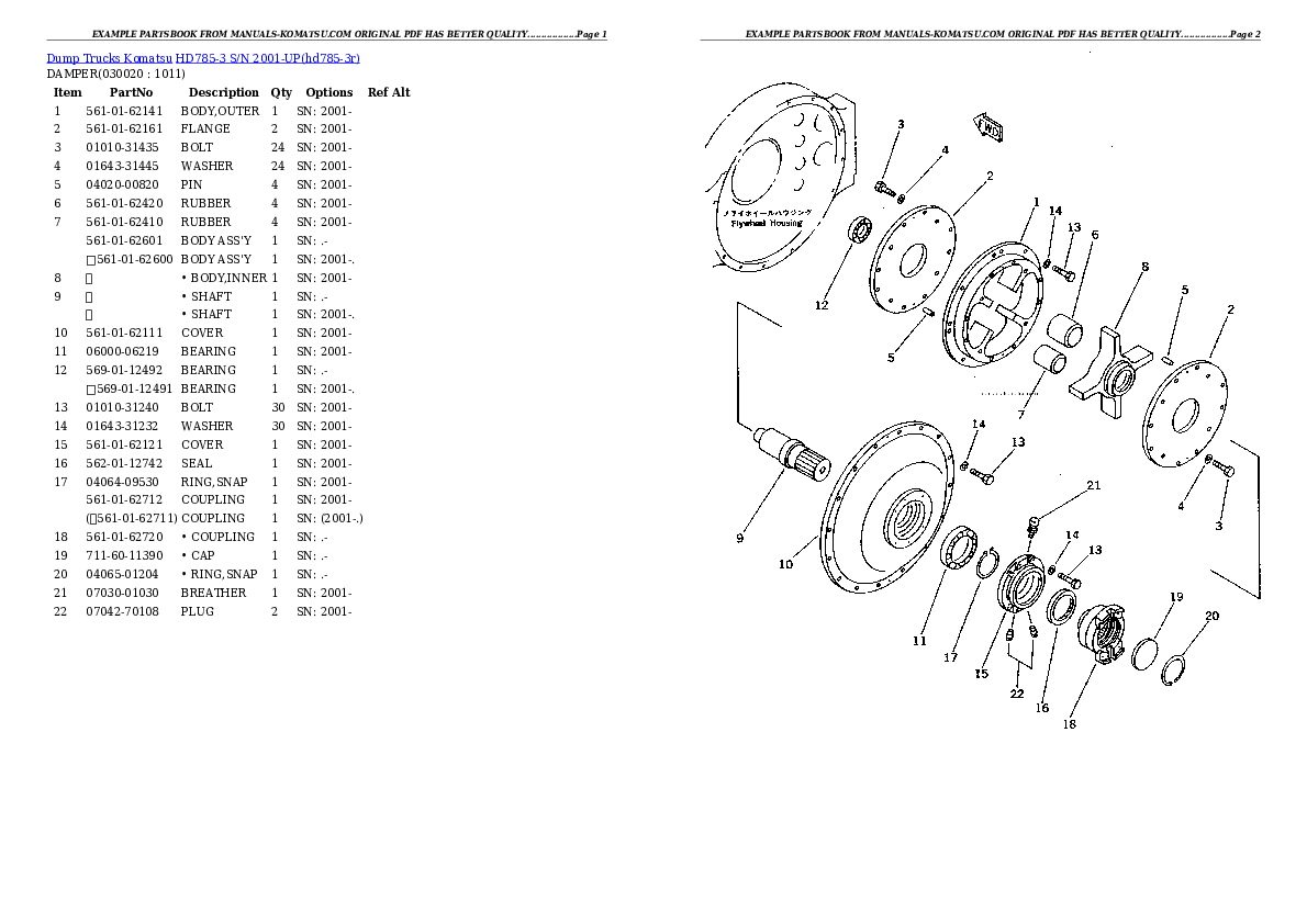 HD785-3 S/N 2001-UP Partsbook