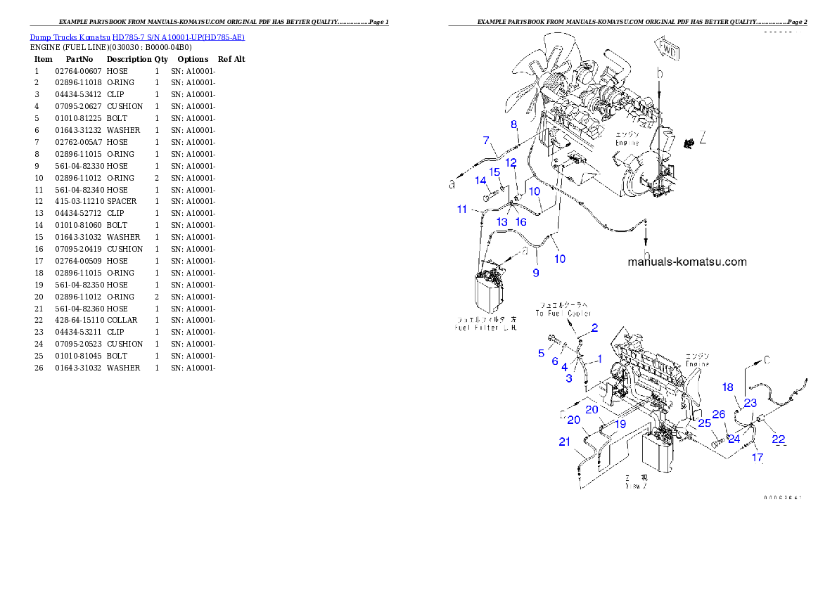 HD785-7 S/N A10001-UP Partsbook