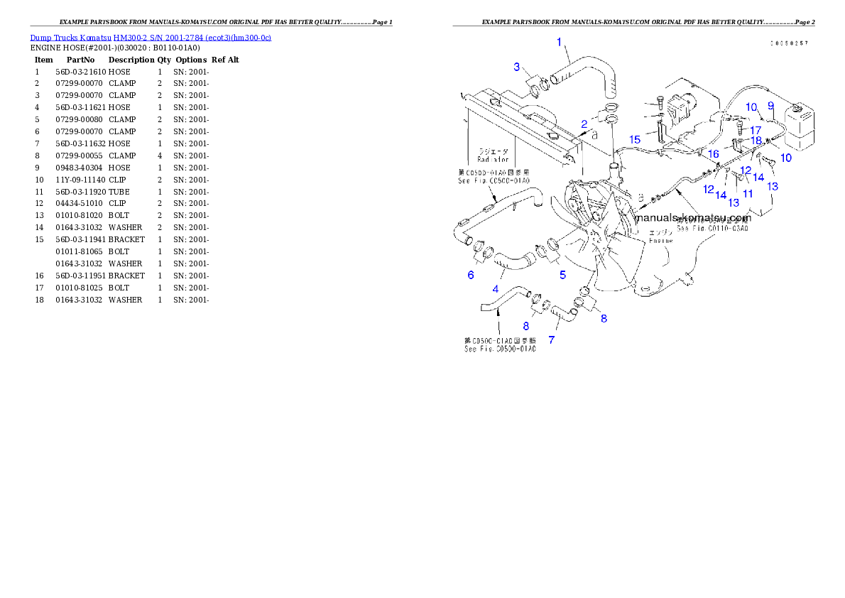 HM300-2 S/N 2001-2784 (ecot3) Partsbook