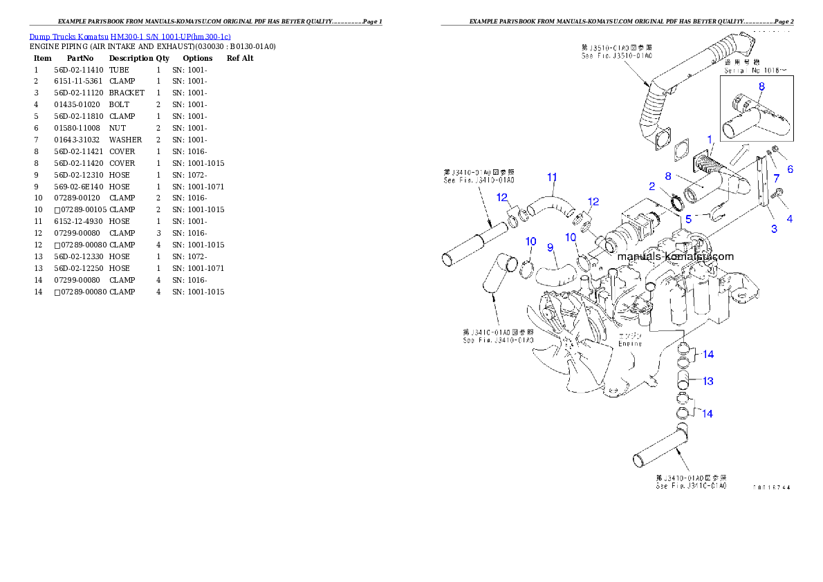 HM300-1 S/N 1001-UP Partsbook