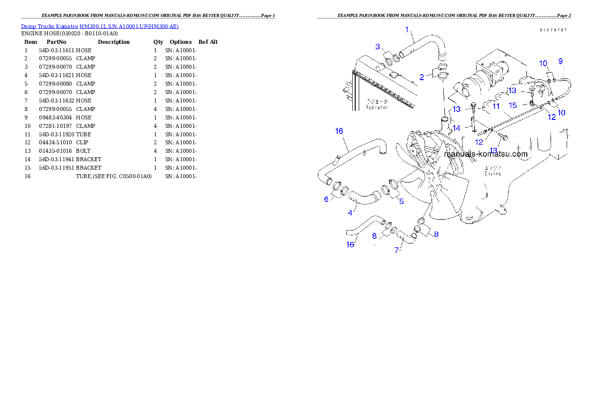 HM300-1L S/N A10001-UP Partsbook