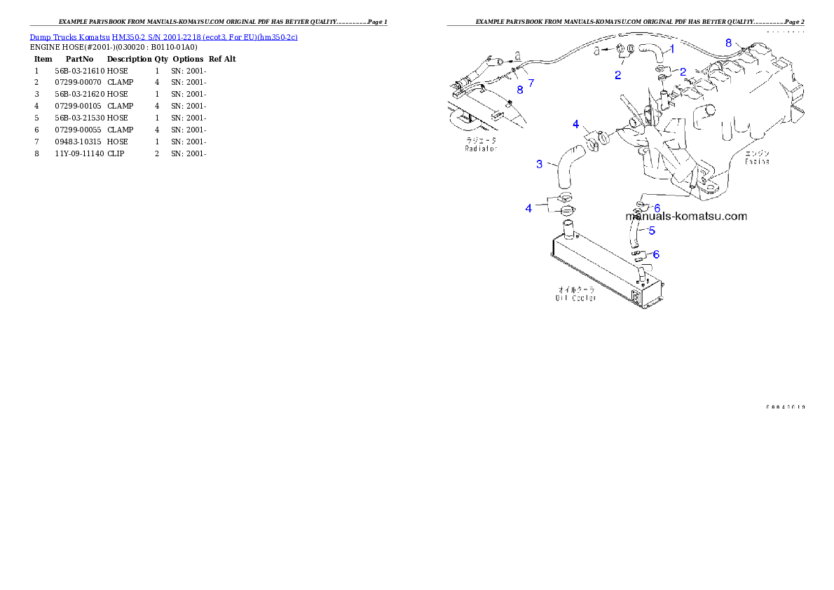 HM350-2 S/N 2001-2218 (ecot3, For EU) Partsbook