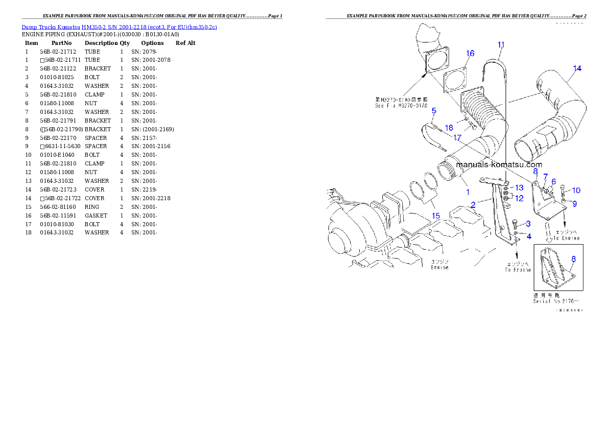 HM350-2 S/N 2001-2218 (ecot3, For EU) Partsbook