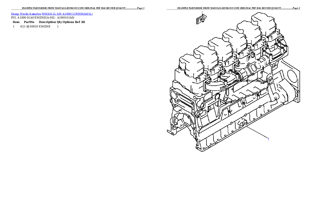 HM350-1L S/N A10001-UP Partsbook