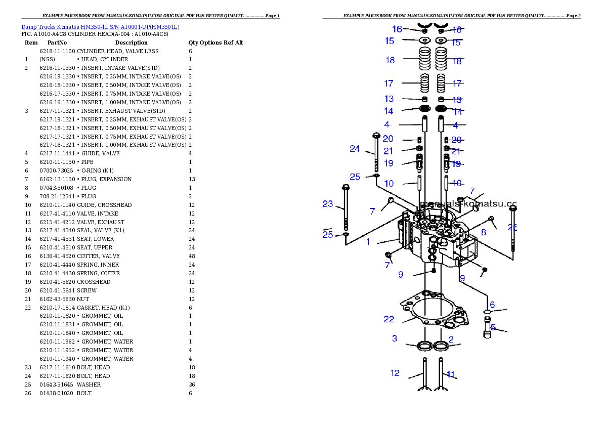 HM350-1L S/N A10001-UP Partsbook