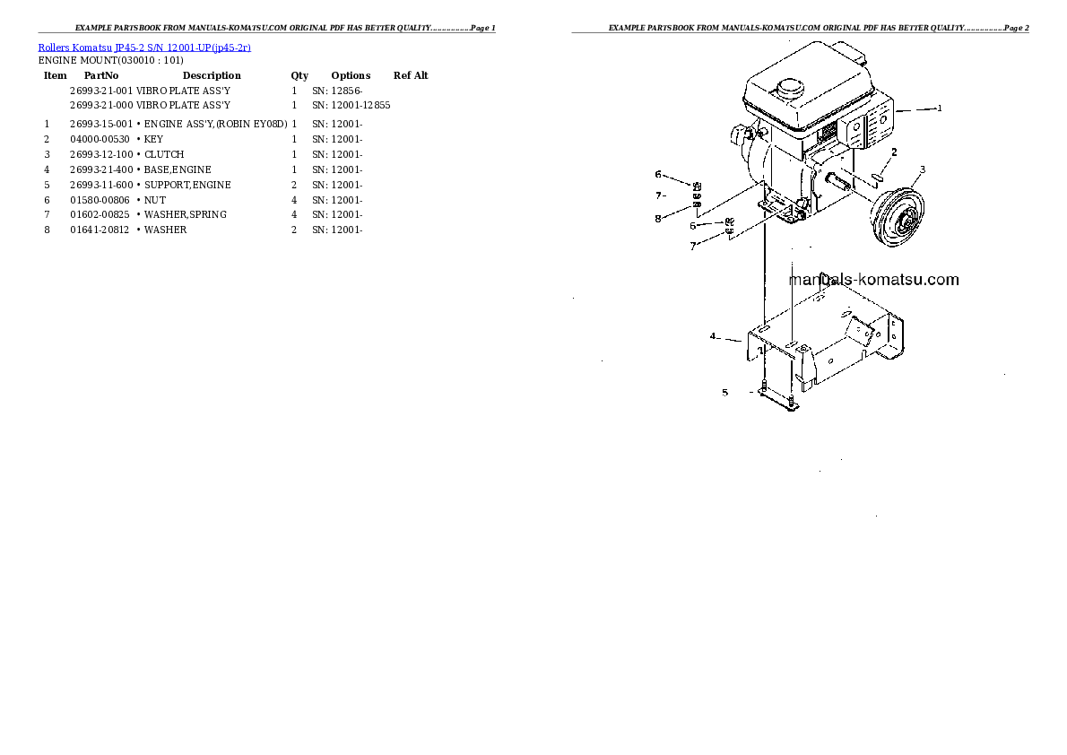 JP45-2 S/N 12001-UP Partsbook