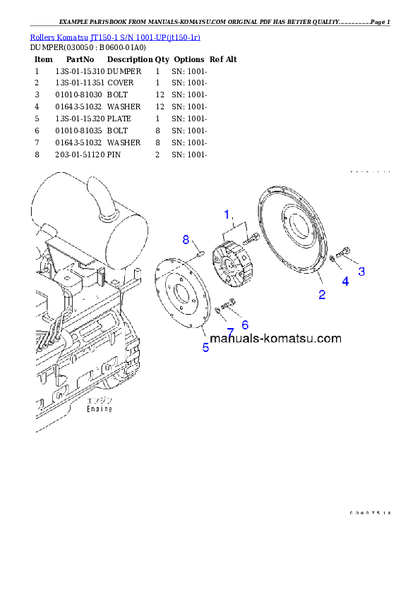 JT150-1 S/N 1001-UP Partsbook