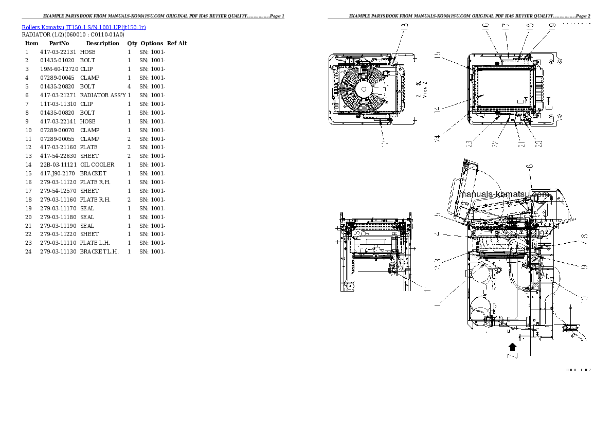 JT150-1 S/N 1001-UP Partsbook