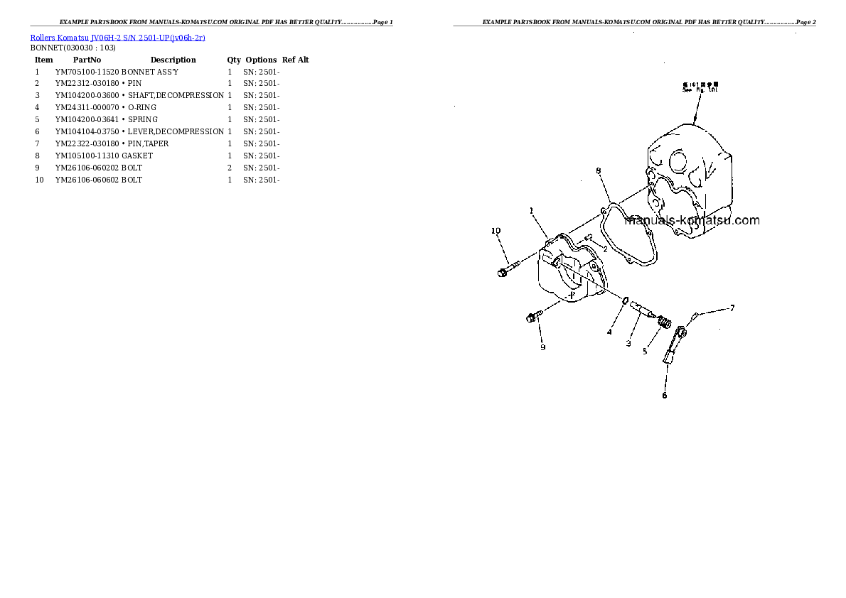 JV06H-2 S/N 2501-UP Partsbook