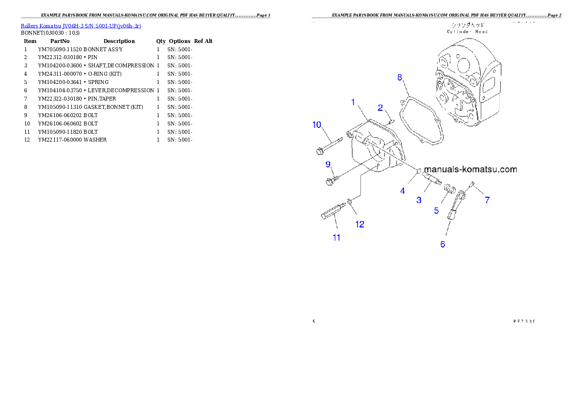 JV06H-3 S/N 5001-UP Partsbook