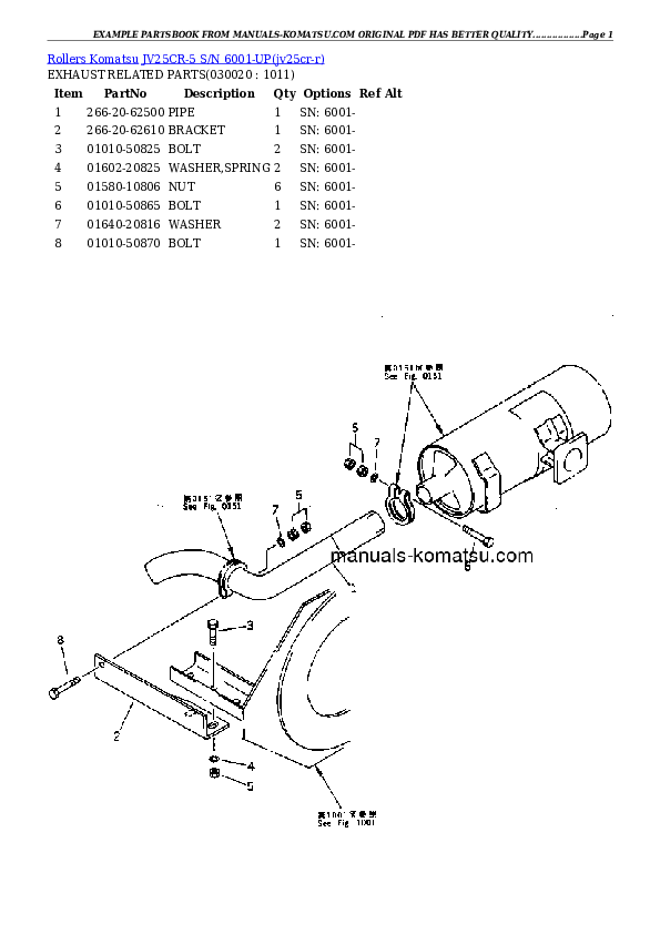 JV25CR-5 S/N 6001-UP Partsbook