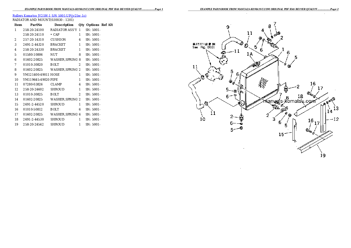 JV25W-1 S/N 5001-UP Partsbook