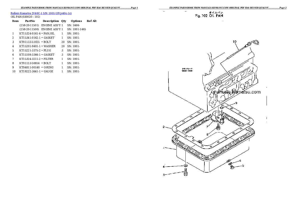 JV40C-1 S/N 1001-UP Partsbook