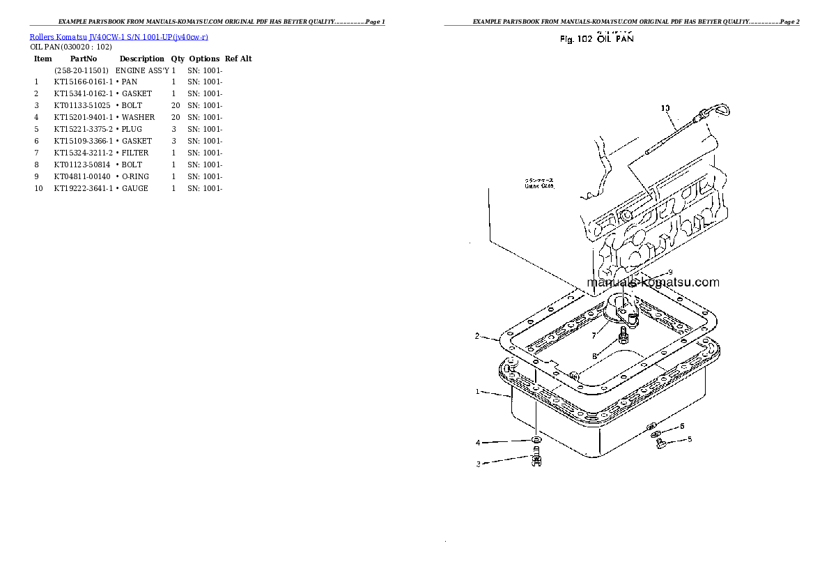 JV40CW-1 S/N 1001-UP Partsbook