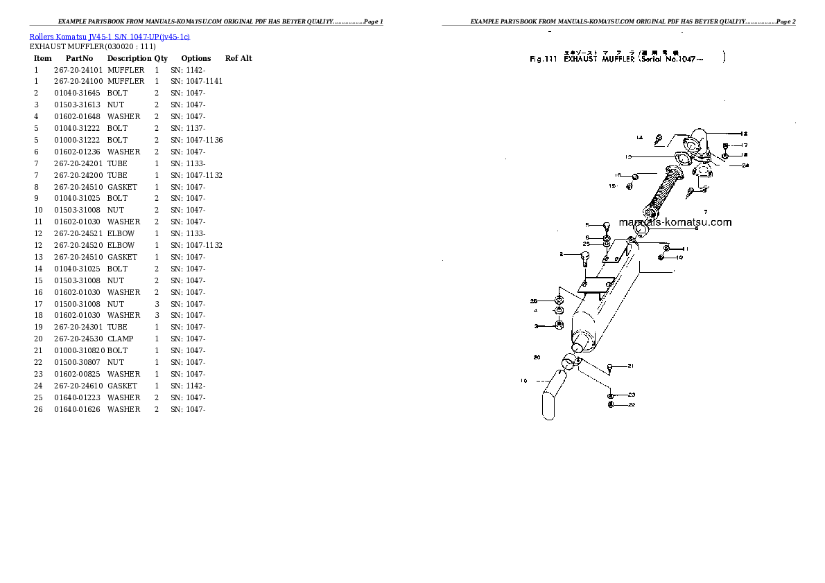 JV45-1 S/N 1047-UP Partsbook