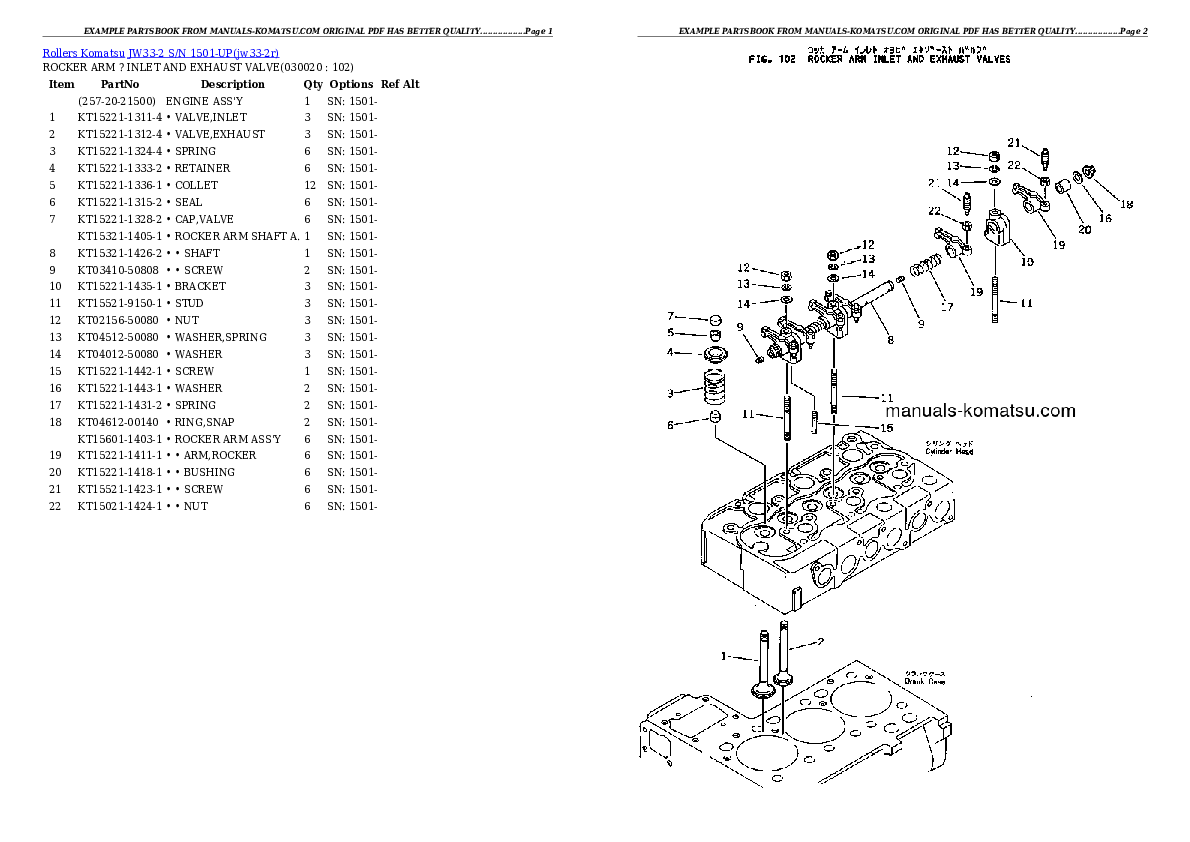 JW33-2 S/N 1501-UP Partsbook