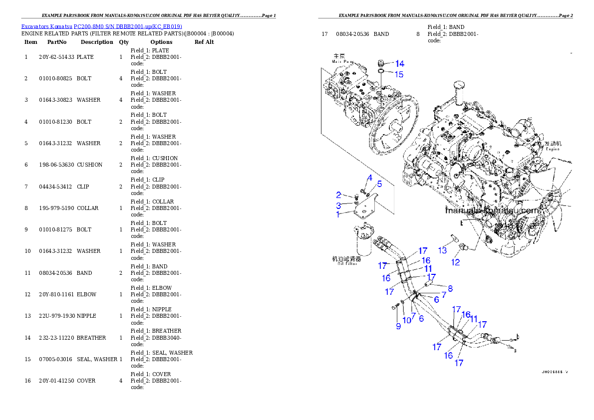 PC200-8M0 S/N DBBB2001-up Partsbook