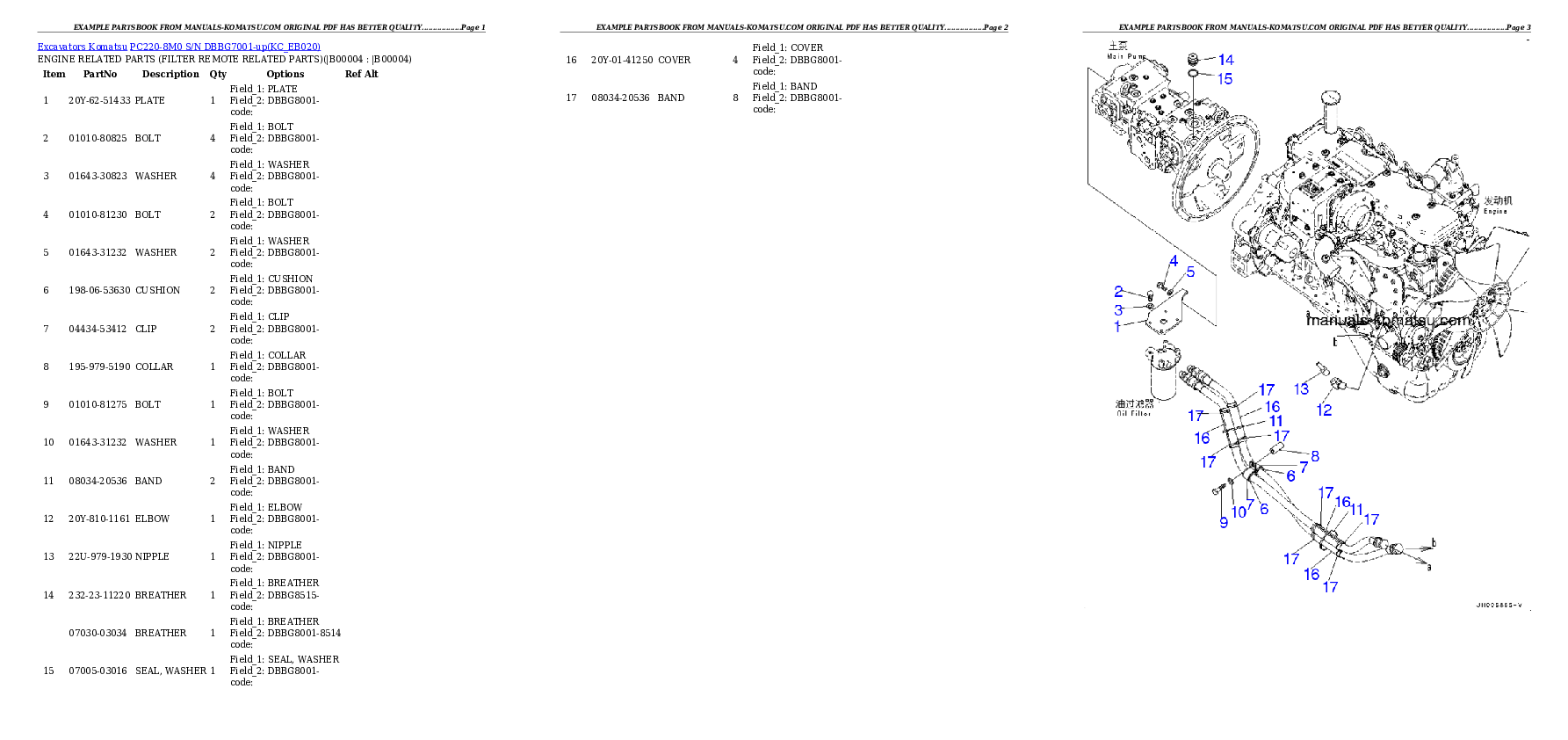 PC220-8M0 S/N DBBG7001-up Partsbook