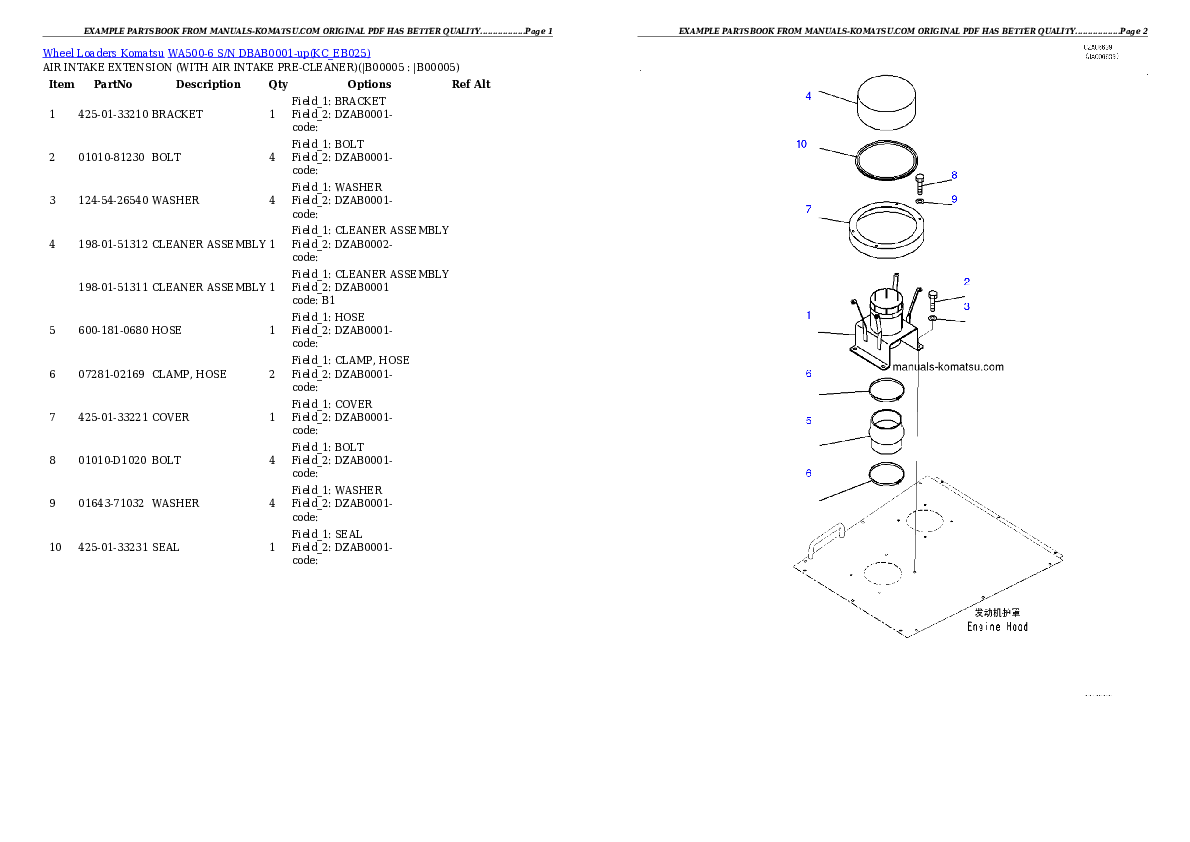 WA500-6 S/N DBAB0001-up Partsbook