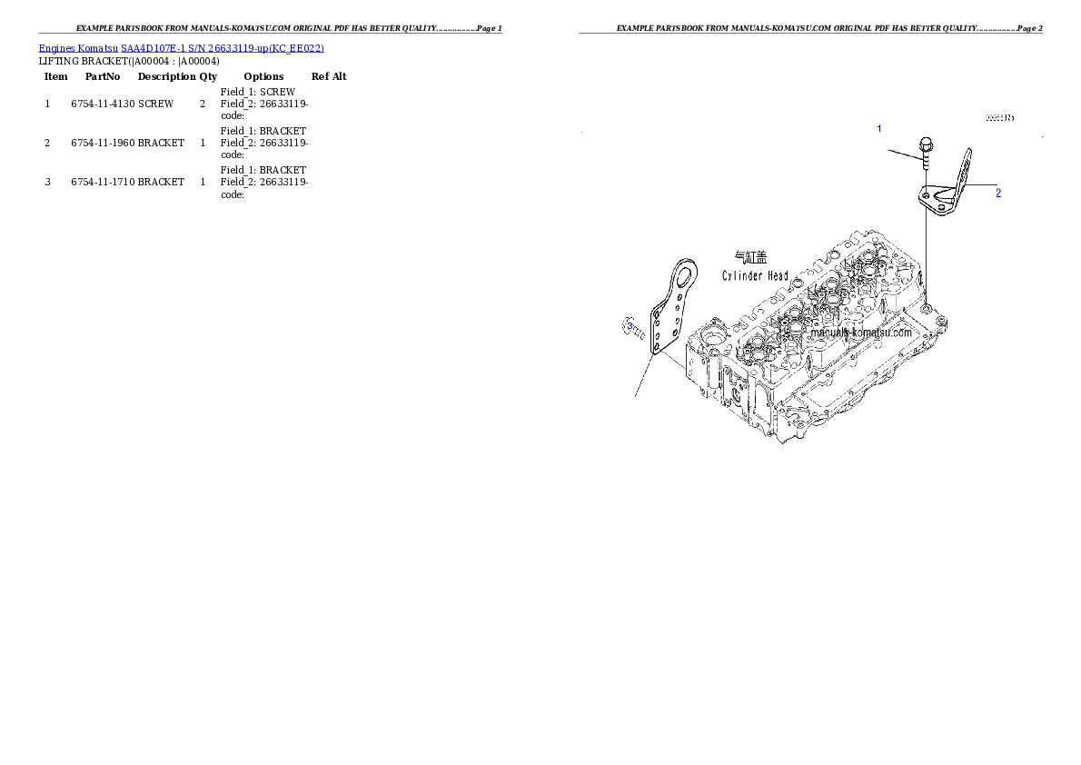 SAA4D107E-1 S/N 26513014-UP (For D39EX-22/D39PX-22) Partsbook