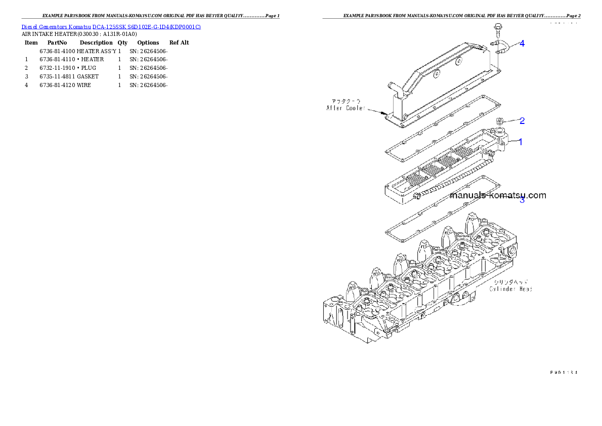 DCA-125SSK  S6D102E-G-1D4 Partsbook