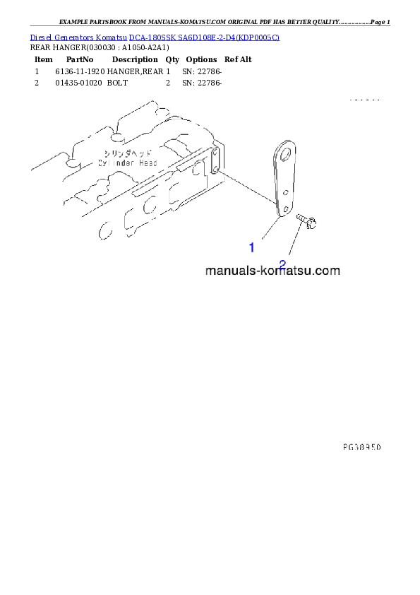 DCA-180SSK  SA6D108E-2-D4 Partsbook