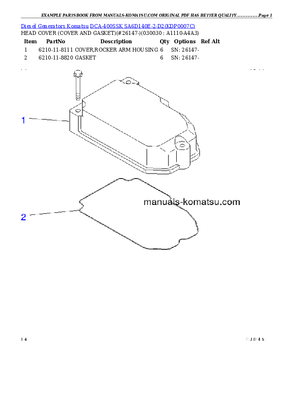 DCA-400SSK  SA6D140E-2-D2 Partsbook