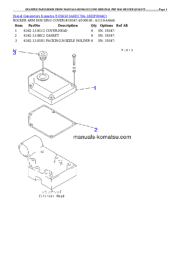 EGS650       SA6D170A-1 Partsbook