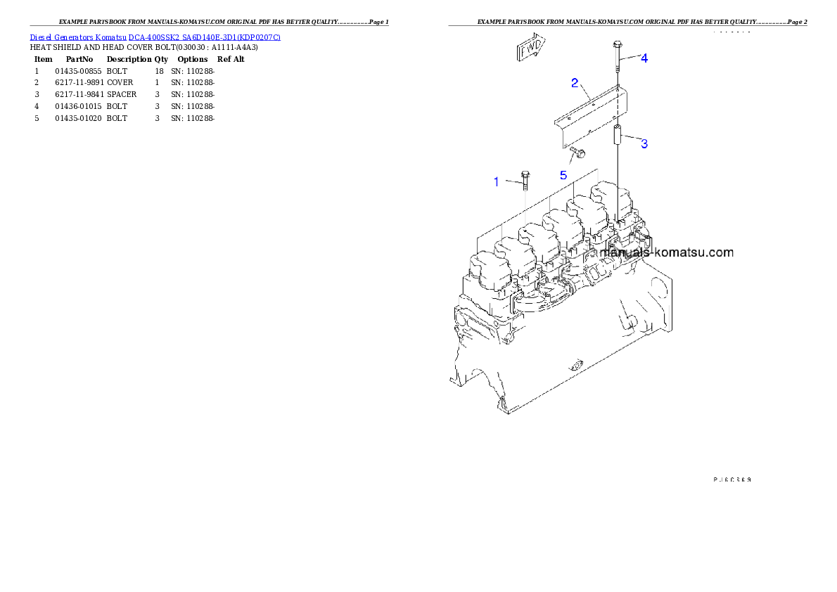 DCA-400SSK2 SA6D140E-3D1 Partsbook