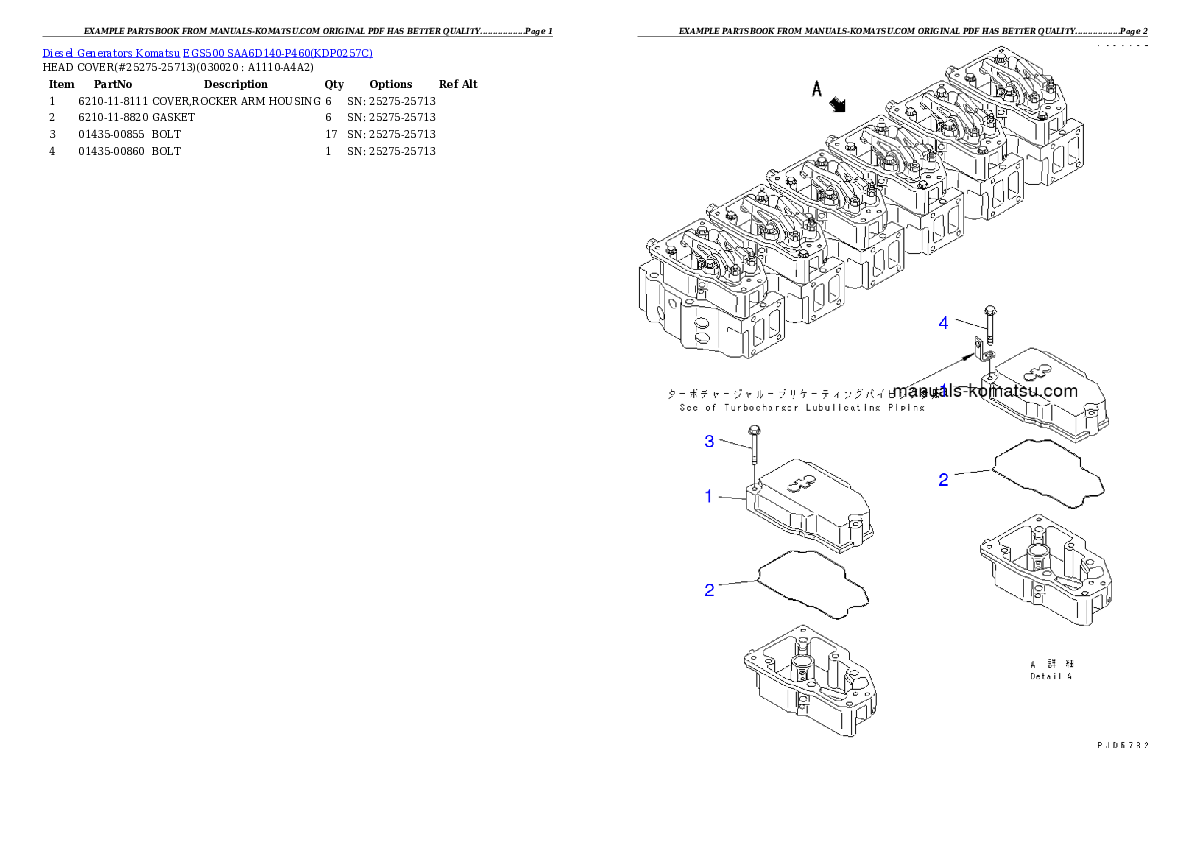 EGS500       SAA6D140-P460 Partsbook