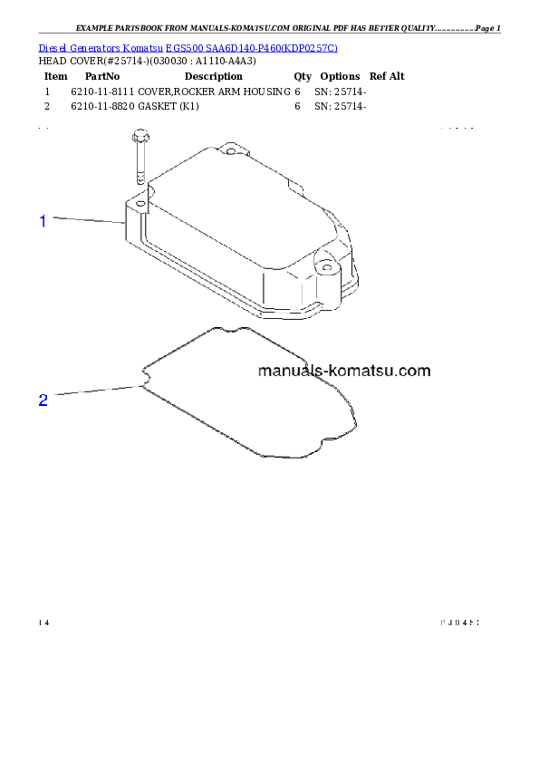 EGS500       SAA6D140-P460 Partsbook