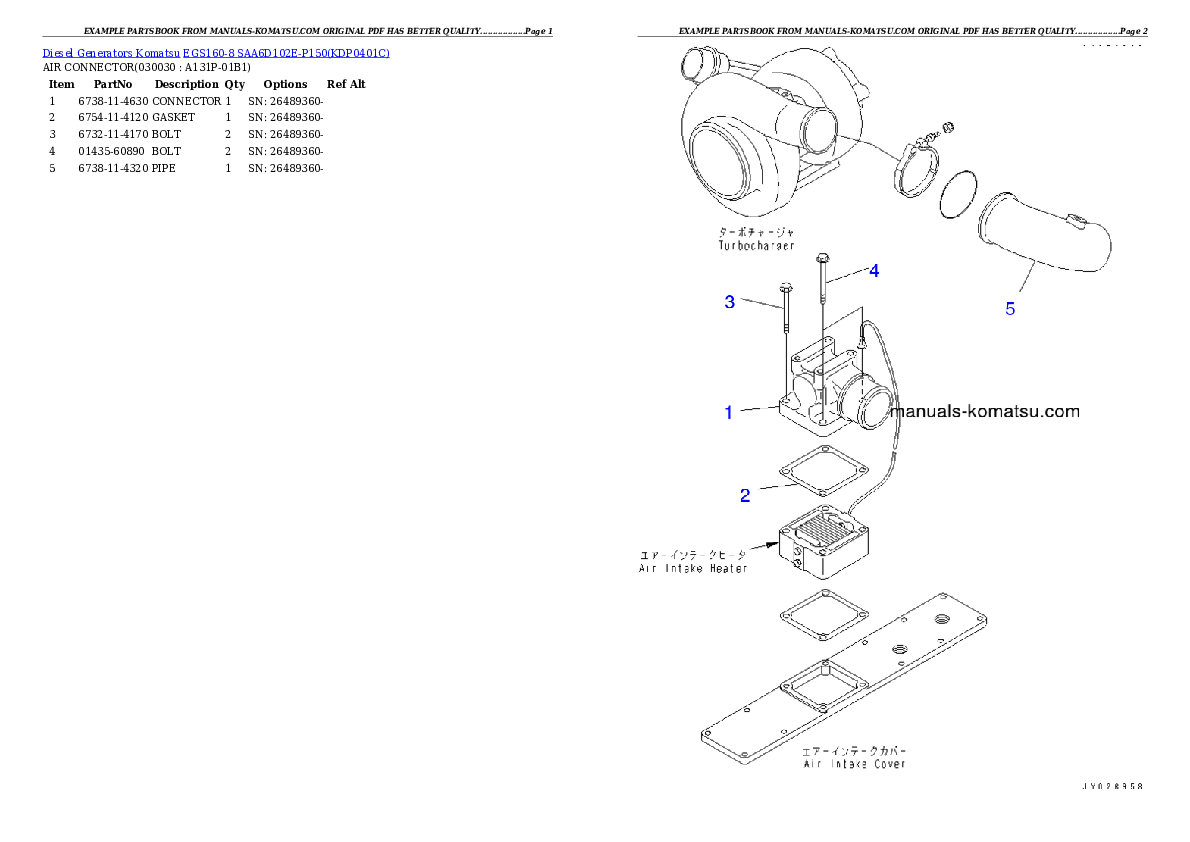 EGS160-8   SAA6D102E-P150 Partsbook