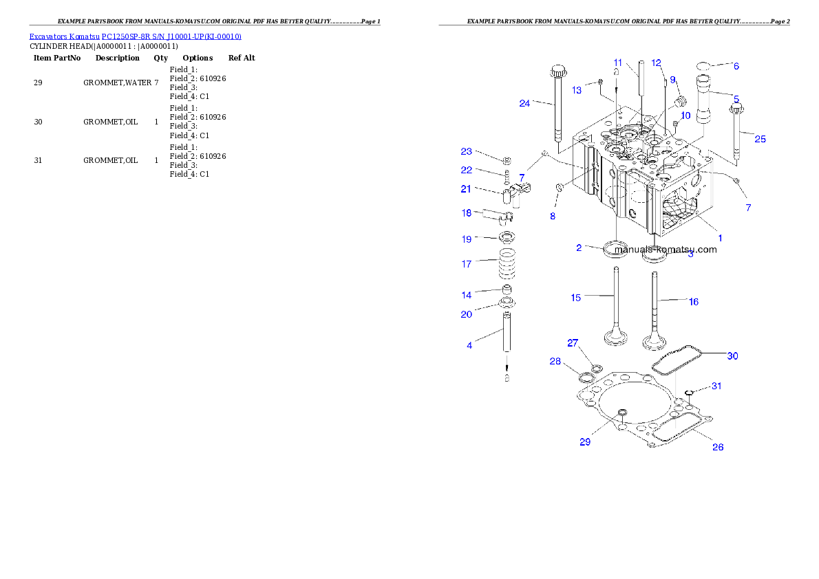 PC1250SP-8R S/N J10001-UP Partsbook