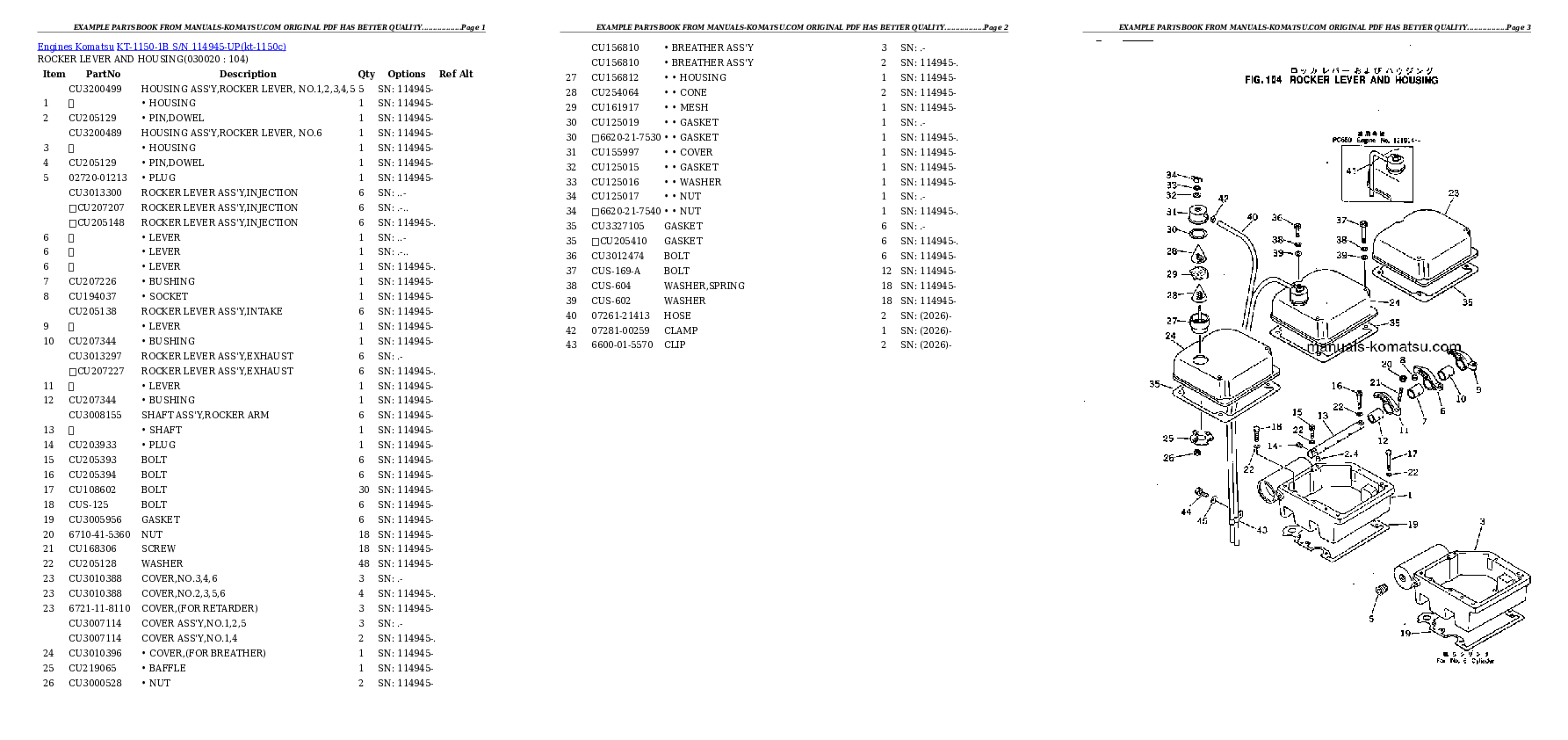 KT-1150-1B S/N 114945-UP Partsbook