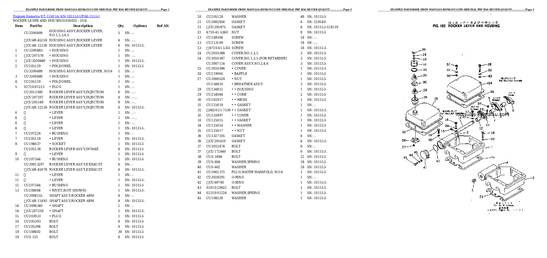 KT-1150-1A S/N 101153-UP Partsbook