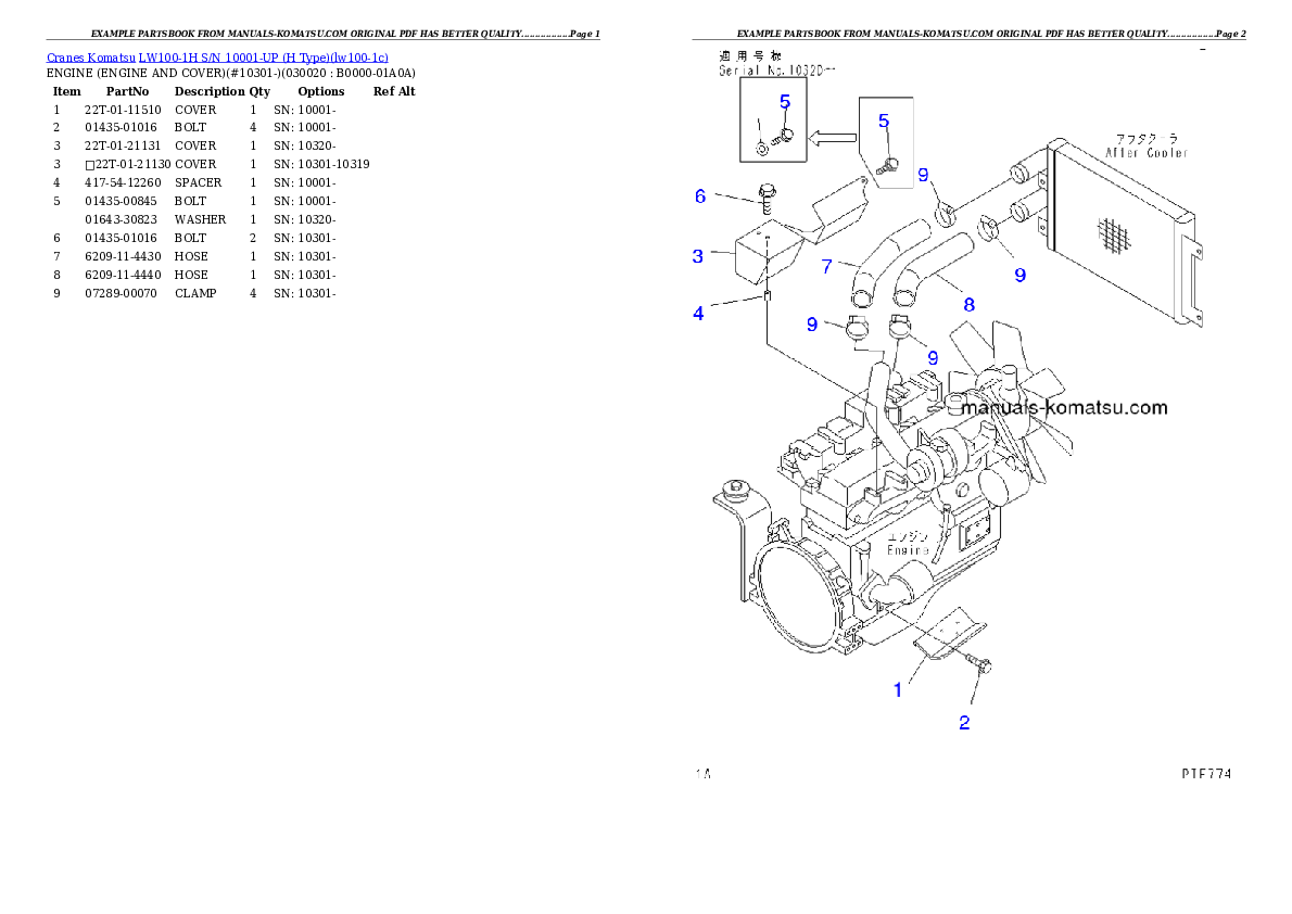 LW100-1H S/N 10001-UP (H Type) Partsbook